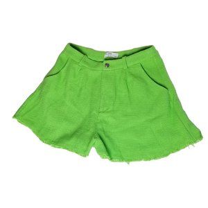 Bershka Women's Shorts Size L High Waist Knit Shorts Wide Leg Green